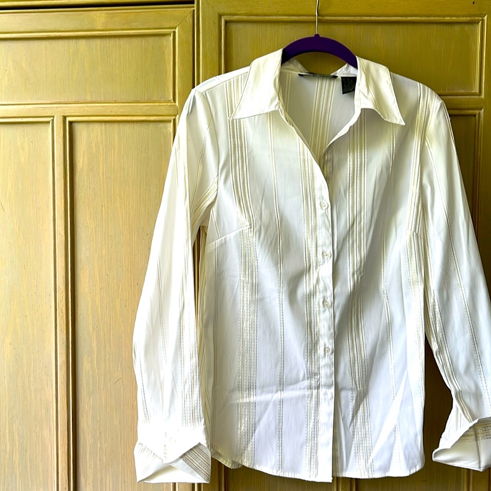 Cotton Express Missy Stretch Button Down Blouse Large